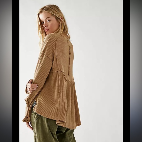 Free People Camel Waffle Knit Tunic - Picture 2 of 3